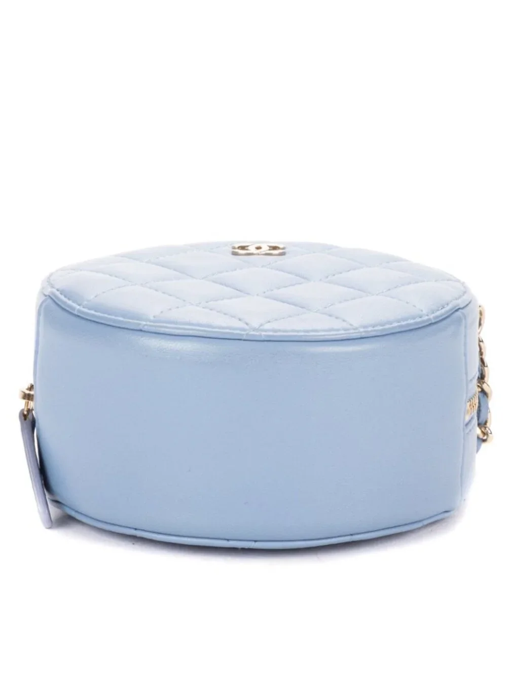 Chanel CC Round Crossbody Light Blue Canvas Lambskin
